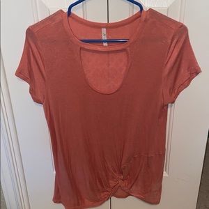 Peach knot front shirt